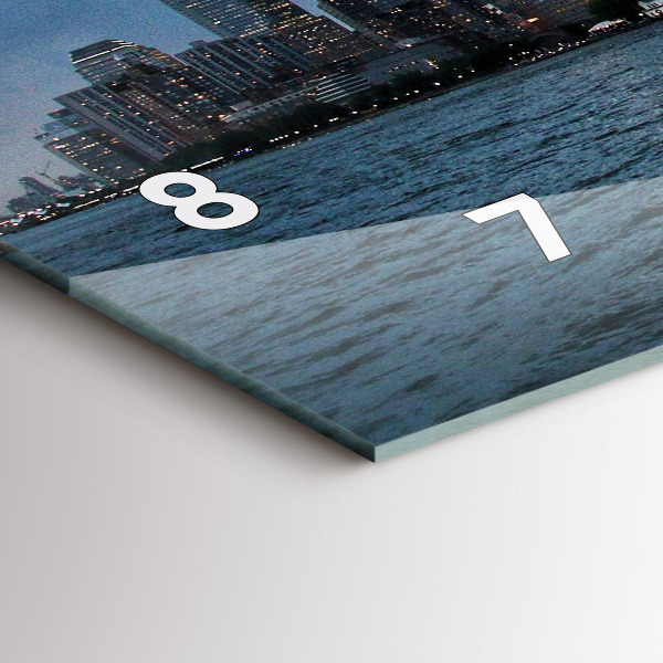 Horizontální skleněné hodiny na stěnu Panorama New Yorku