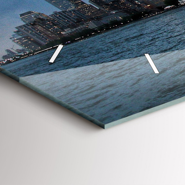 Horizontální skleněné hodiny na stěnu Panorama New Yorku