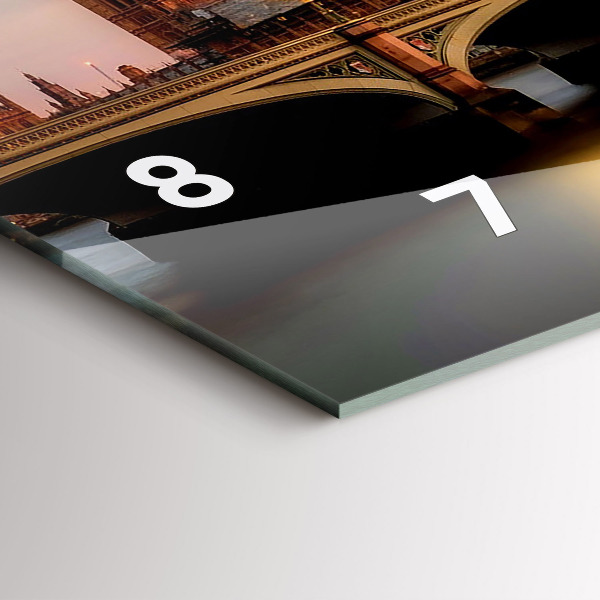 Horizontální skleněné hodiny na stěnu Big Ben londýnské panorama