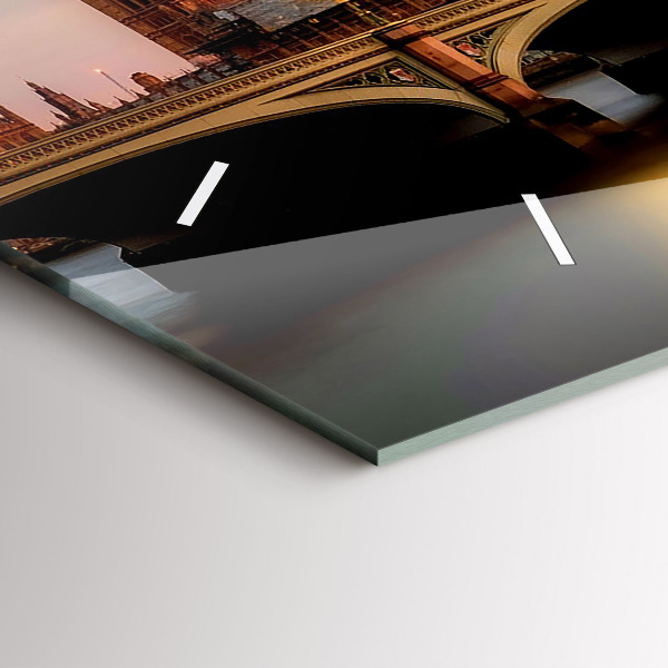 Horizontální skleněné hodiny na stěnu Big Ben londýnské panorama