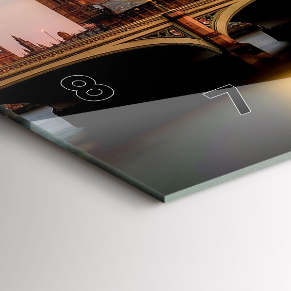 Horizontální skleněné hodiny na stěnu Big Ben londýnské panorama