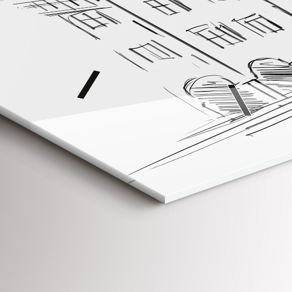 Horizontální skleněné hodiny na stěnu Skica starého města Poznaně