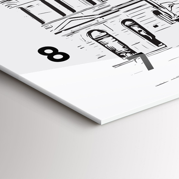 Horizontální skleněné hodiny na stěnu Ilustrace města Poznaně