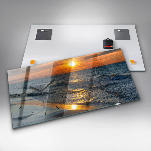 Horizontální skleněné hodiny na stěnu Władysławowo Baltské moře