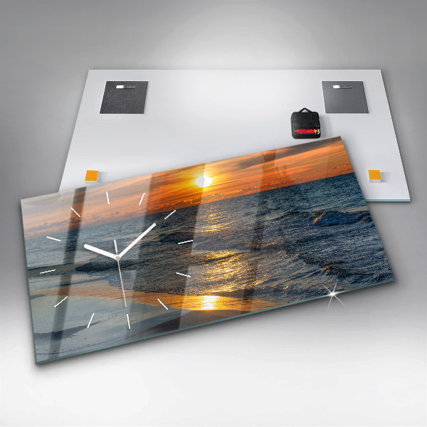 Horizontální skleněné hodiny na stěnu Władysławowo Baltské moře