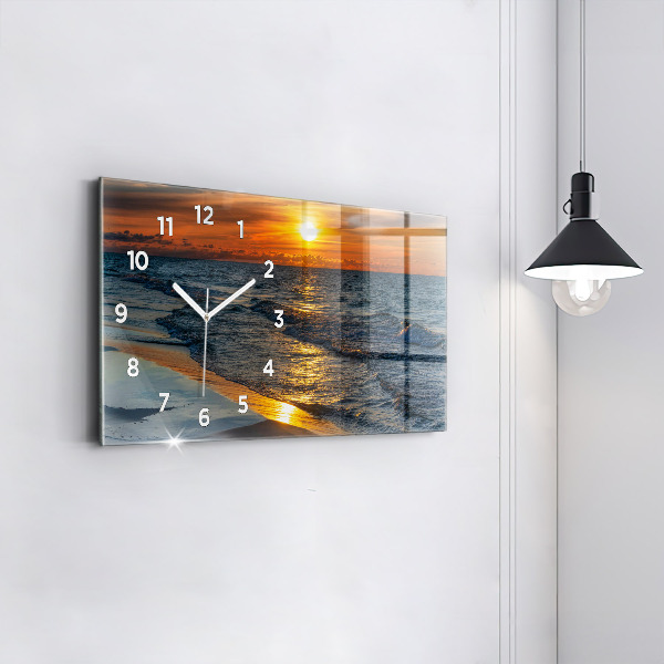 Horizontální skleněné hodiny na stěnu Władysławowo Baltské moře