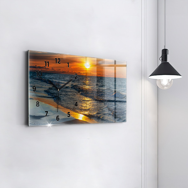 Horizontální skleněné hodiny na stěnu Władysławowo Baltské moře
