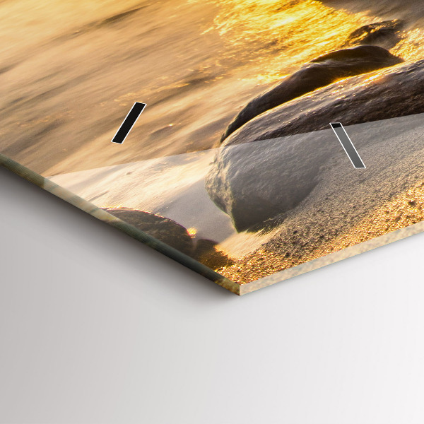 Horizontální skleněné hodiny na stěnu Východ slunce v Baltském moři