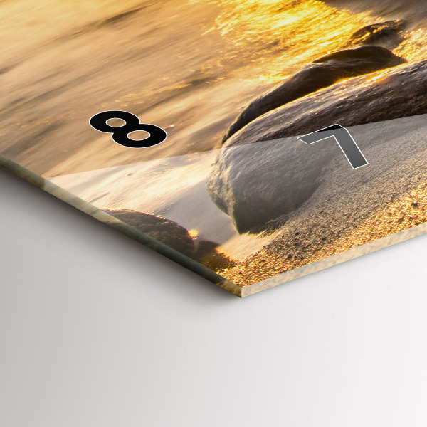 Horizontální skleněné hodiny na stěnu Východ slunce v Baltském moři