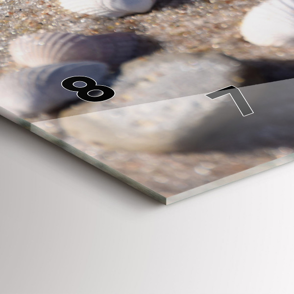 Horizontální hodiny na skle Mušle na pláži