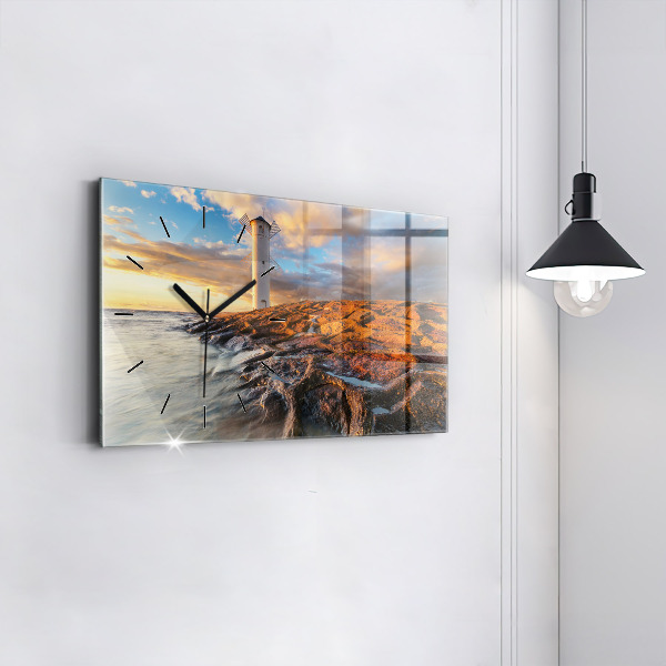 Horizontální hodiny na skle Maják a Baltské moře