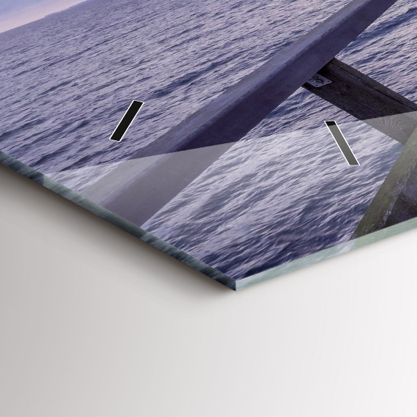 Horizontální skleněné hodiny na stěnu Molo na Baltském moři