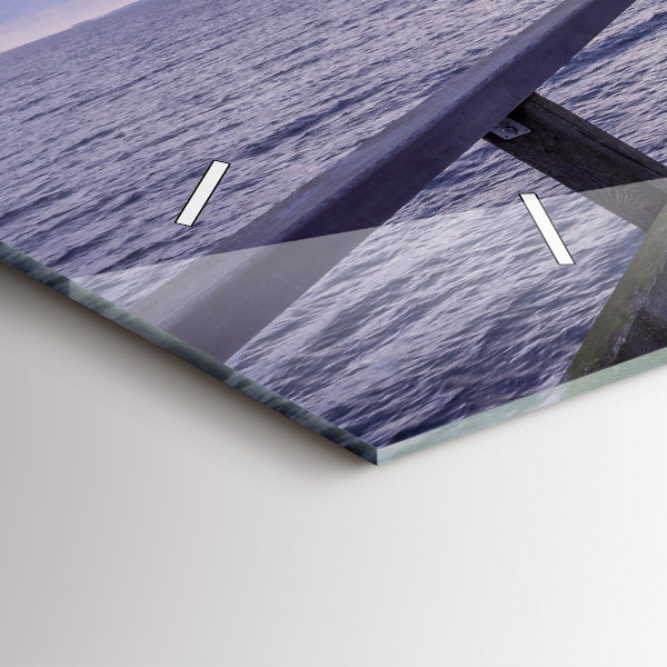 Horizontální skleněné hodiny na stěnu Molo na Baltském moři