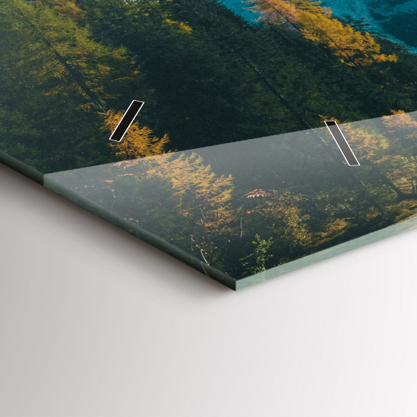 Horizontální skleněné hodiny na stěnu Hory a řeka v Polsku