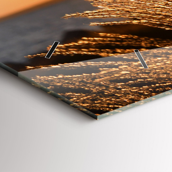 Horizontální skleněné hodiny na stěnu Pšenice ve zlaté hodině