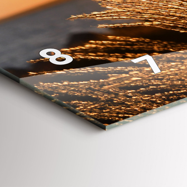 Horizontální skleněné hodiny na stěnu Pšenice ve zlaté hodině