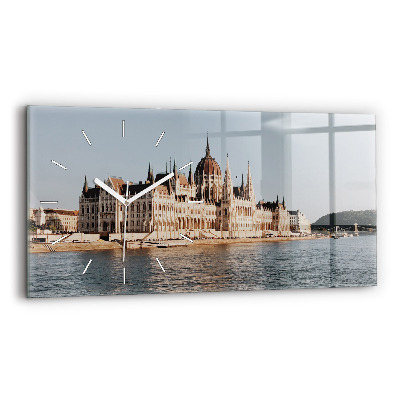 Horizontální skleněné hodiny na stěnu Parlament v Budapešti