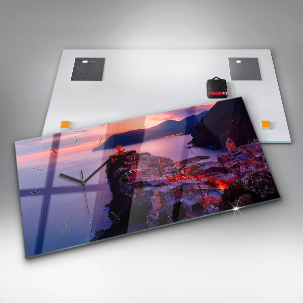 Horizontální skleněné hodiny na stěnu Titulky vzpomínek