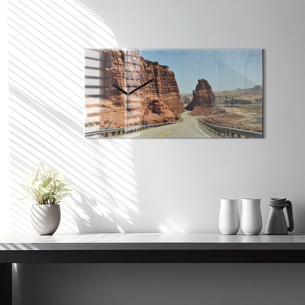 Horizontální skleněné hodiny na stěnu Route 66 v USA