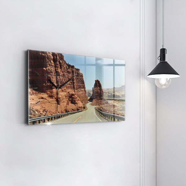 Horizontální skleněné hodiny na stěnu Route 66 v USA