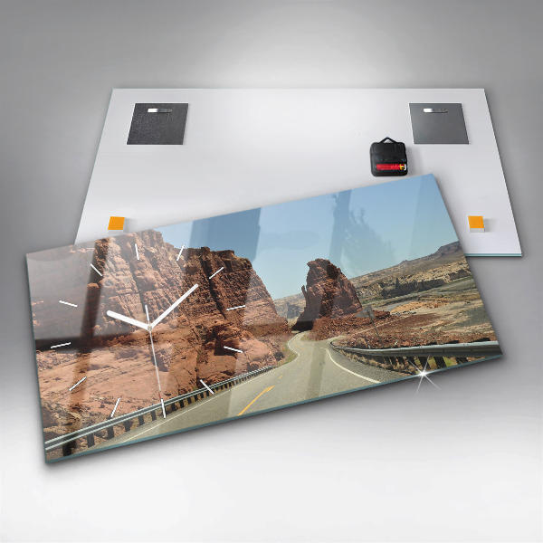 Horizontální skleněné hodiny na stěnu Route 66 v USA