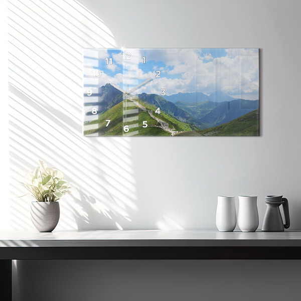 Horizontální skleněné hodiny na stěnu Kasprowy Wierch Zakopane