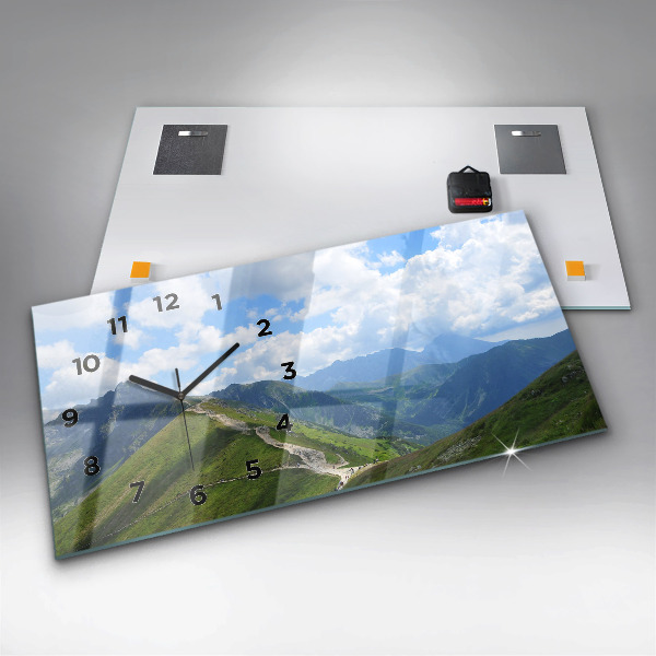 Horizontální skleněné hodiny na stěnu Kasprowy Wierch Zakopane