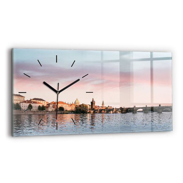 Horizontální skleněné hodiny na stěnu Karlův most v Praze