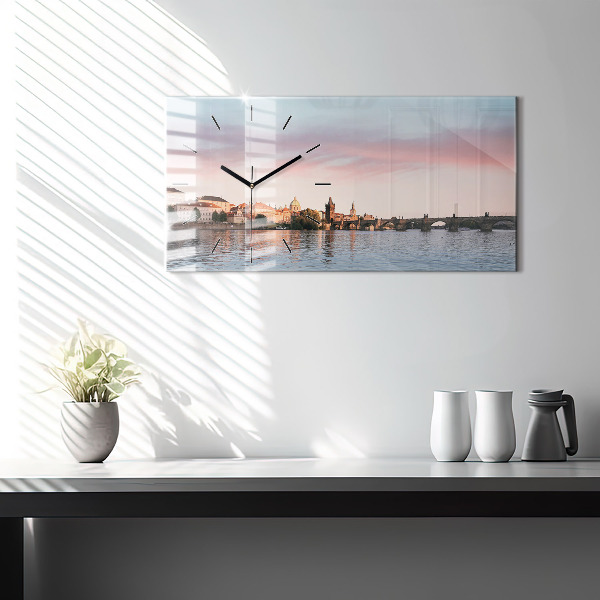 Horizontální skleněné hodiny na stěnu Karlův most v Praze