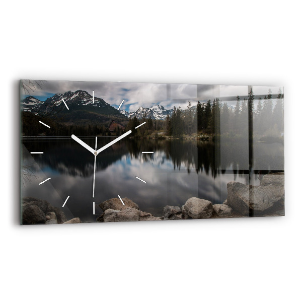 Horizontální skleněné hodiny na stěnu Vysoké Tatry na Slovensku