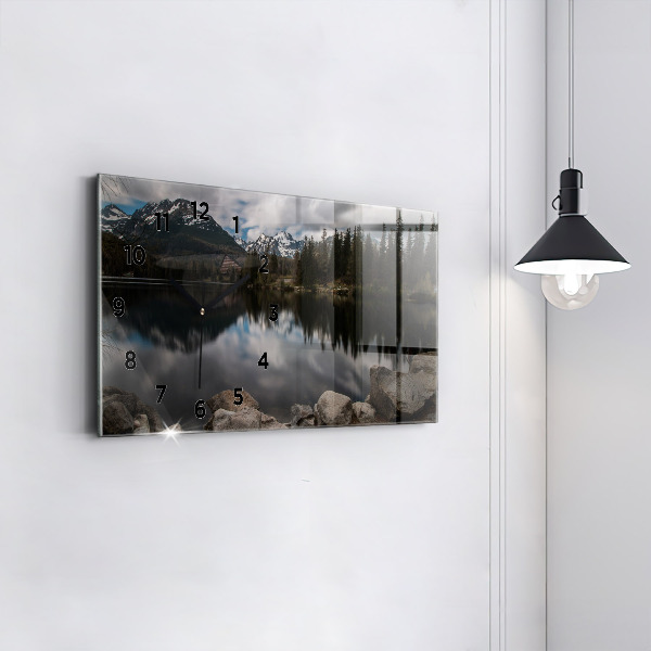 Horizontální skleněné hodiny na stěnu Vysoké Tatry na Slovensku