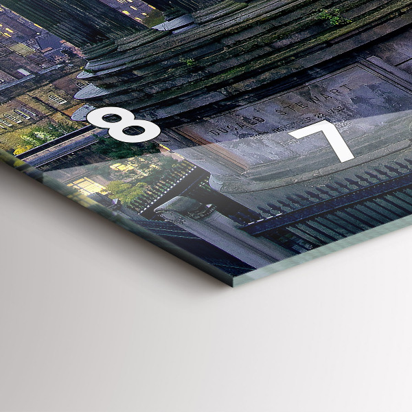 Horizontální skleněné hodiny na stěnu Edinburgh z Calton Hill