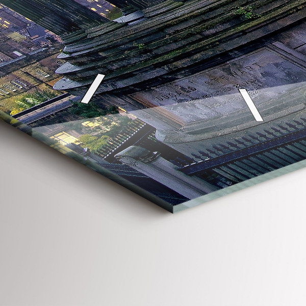 Horizontální skleněné hodiny na stěnu Edinburgh z Calton Hill