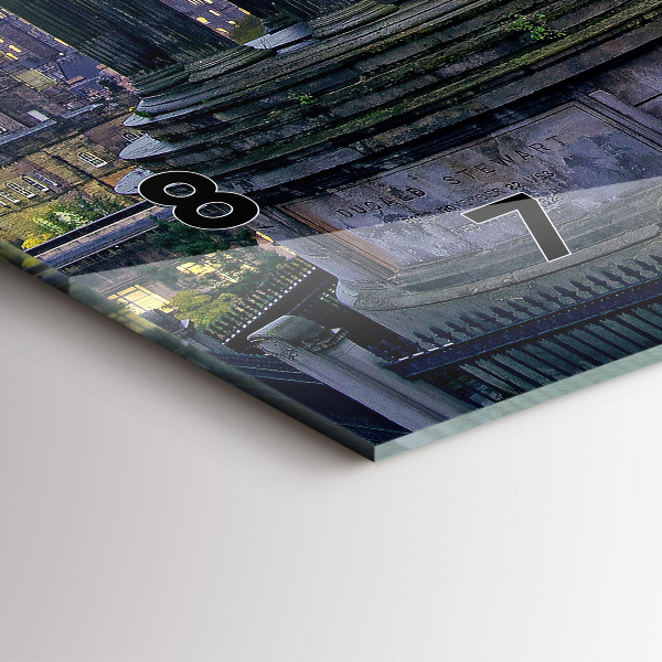 Horizontální skleněné hodiny na stěnu Edinburgh z Calton Hill