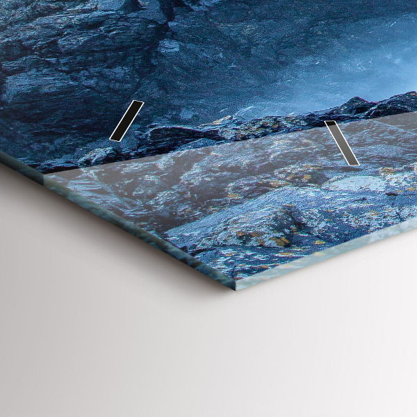 Horizontální skleněné hodiny na stěnu Maják