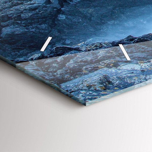 Horizontální skleněné hodiny na stěnu Maják