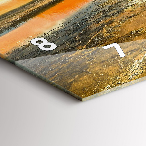 Horizontální skleněné hodiny na stěnu Jezero s horami