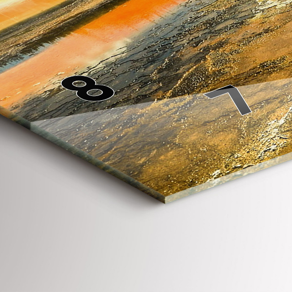 Horizontální skleněné hodiny na stěnu Jezero s horami