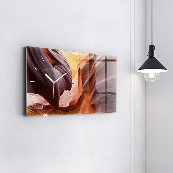 Horizontální skleněné hodiny na stěnu Antilopí kaňon