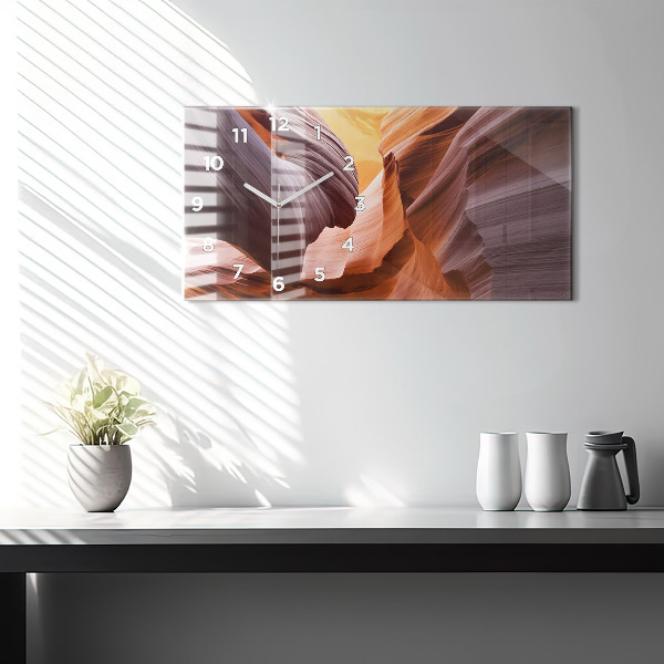 Horizontální skleněné hodiny na stěnu Antilopí kaňon