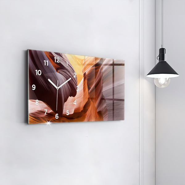 Horizontální skleněné hodiny na stěnu Antilopí kaňon