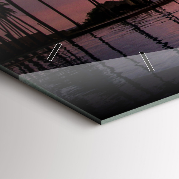 Horizontální skleněné hodiny na stěnu Palmy na Havaji