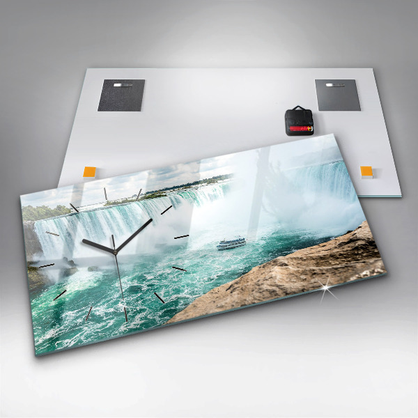 Horizontální skleněné hodiny na stěnu Loď Niagara