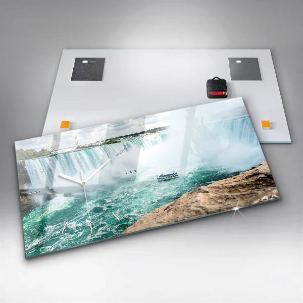 Horizontální skleněné hodiny na stěnu Loď Niagara