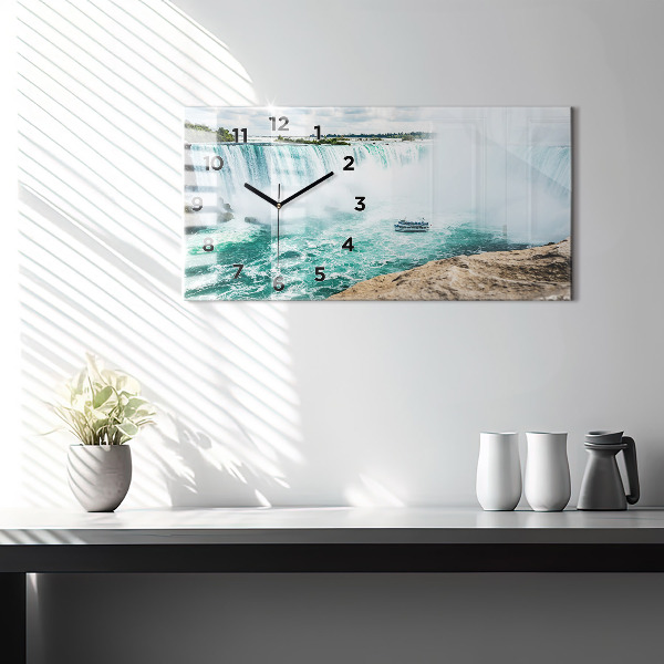 Horizontální skleněné hodiny na stěnu Loď Niagara