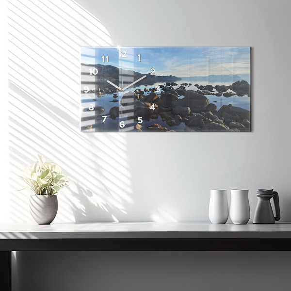 Horizontální skleněné hodiny na stěnu Pohled na moře
