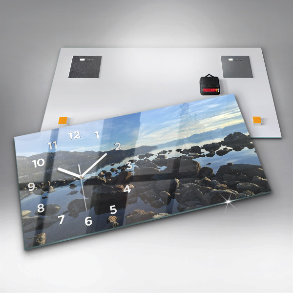 Horizontální skleněné hodiny na stěnu Pohled na moře