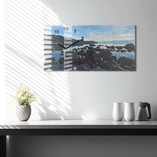 Horizontální skleněné hodiny na stěnu Pohled na moře
