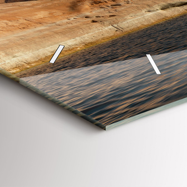 Horizontální skleněné hodiny na stěnu Osoba na vodních lyžích