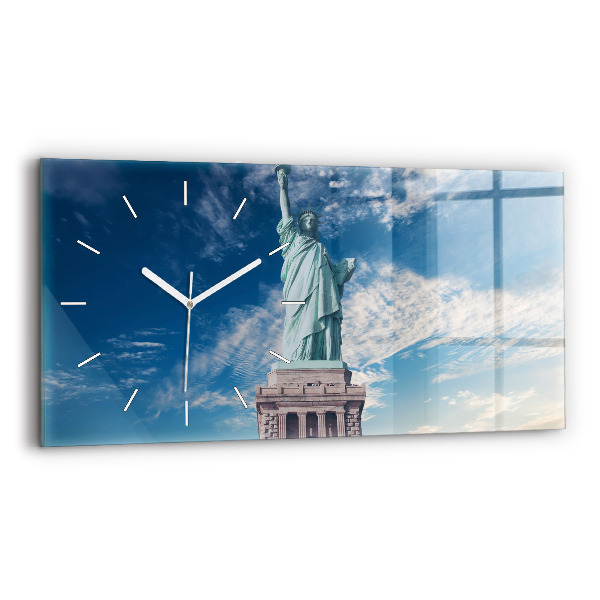 Horizontální skleněné hodiny na stěnu Socha Svobody New York